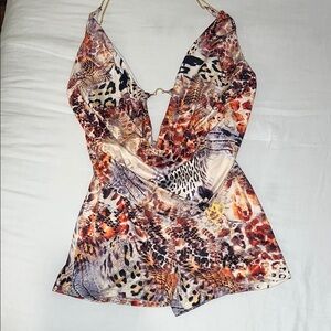 Women's Multicolor Animal Print Top